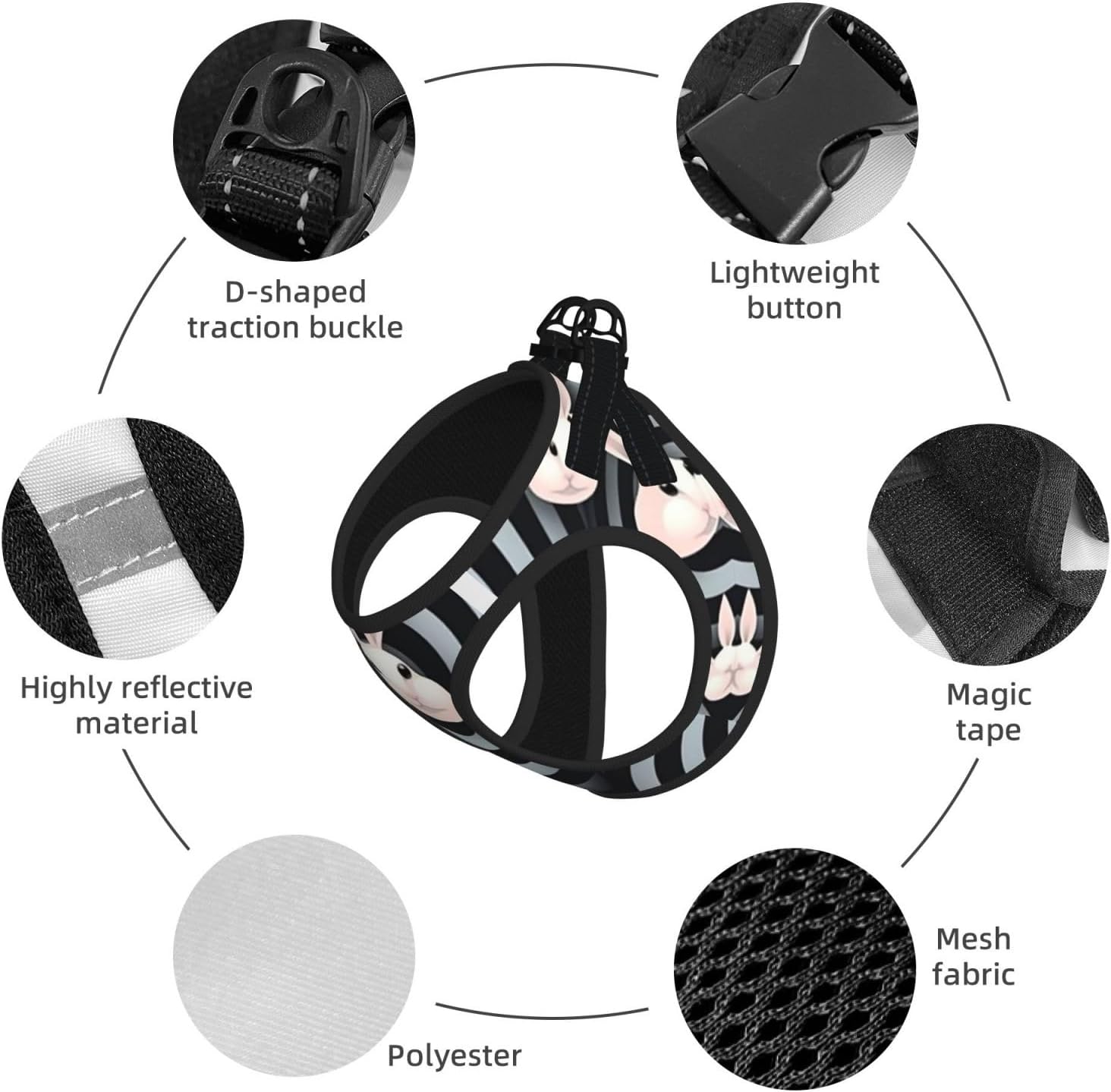 Visual Illusion Art Pet Vest Small Size Dog Harness and Leash Set, Reflective & Breathable for Puppy Training Without Accessories Small
