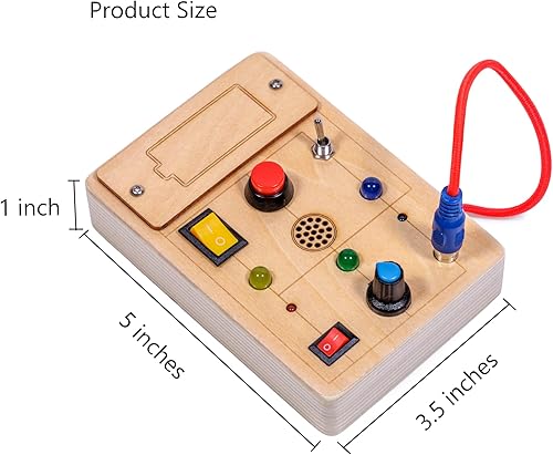 Miniatura 9 de Montessori - Tablero de actividades para niños pequeños con luces LED, juguetes de aprendizaje para niños pequeños, juguetes de viaje para niños,