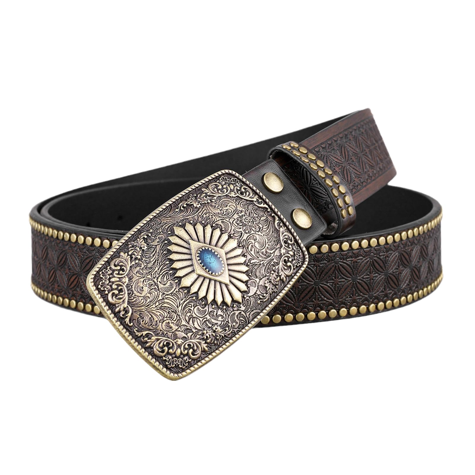 pasek, Paski damskie i męskie, wzór vintage, tłoczona skóra, kowbojski pasek, szerokość 38 mm