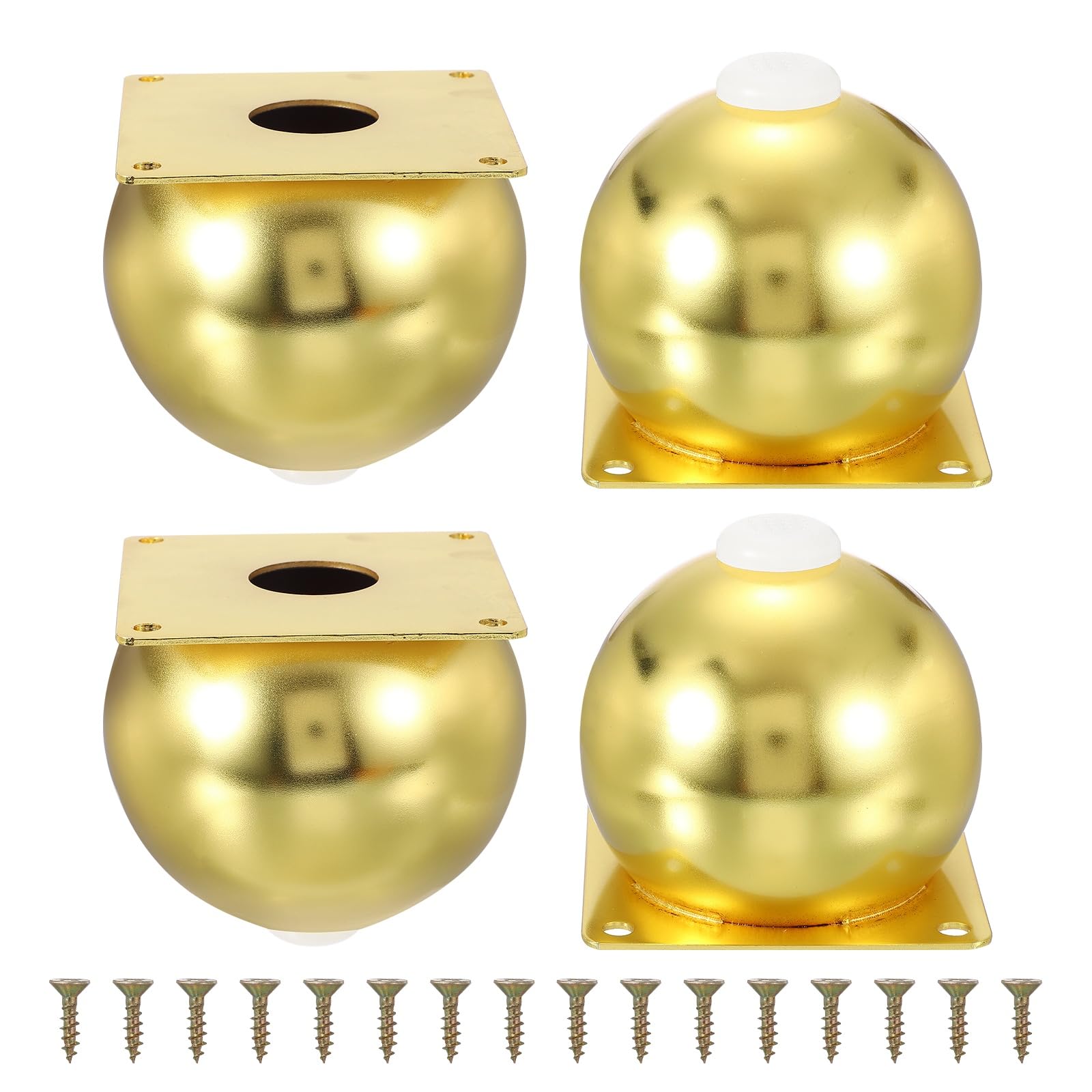 QUARKZMAN Juego De 4 Patas para Muebles para Cómoda Sofá Mesas 3.94" Dorado | Patas De Mueble De Esfera De Metal Resistente, Con Almohadillas De Goma, Cama Y Gabinete