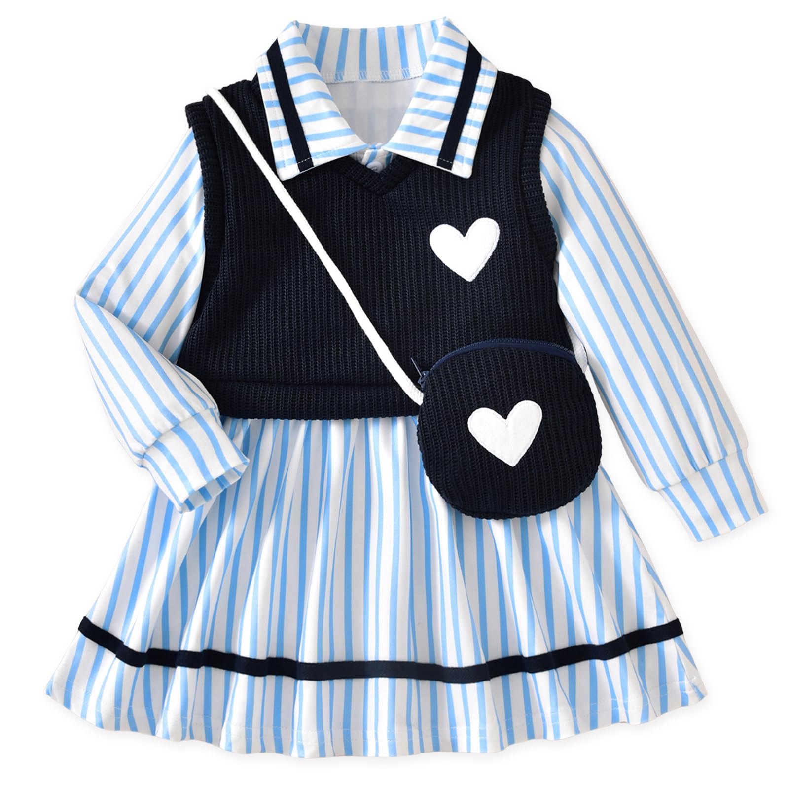 HINTINA Toddler Girl Uniform Dress Picture Day Outfits for School 18M-7Y