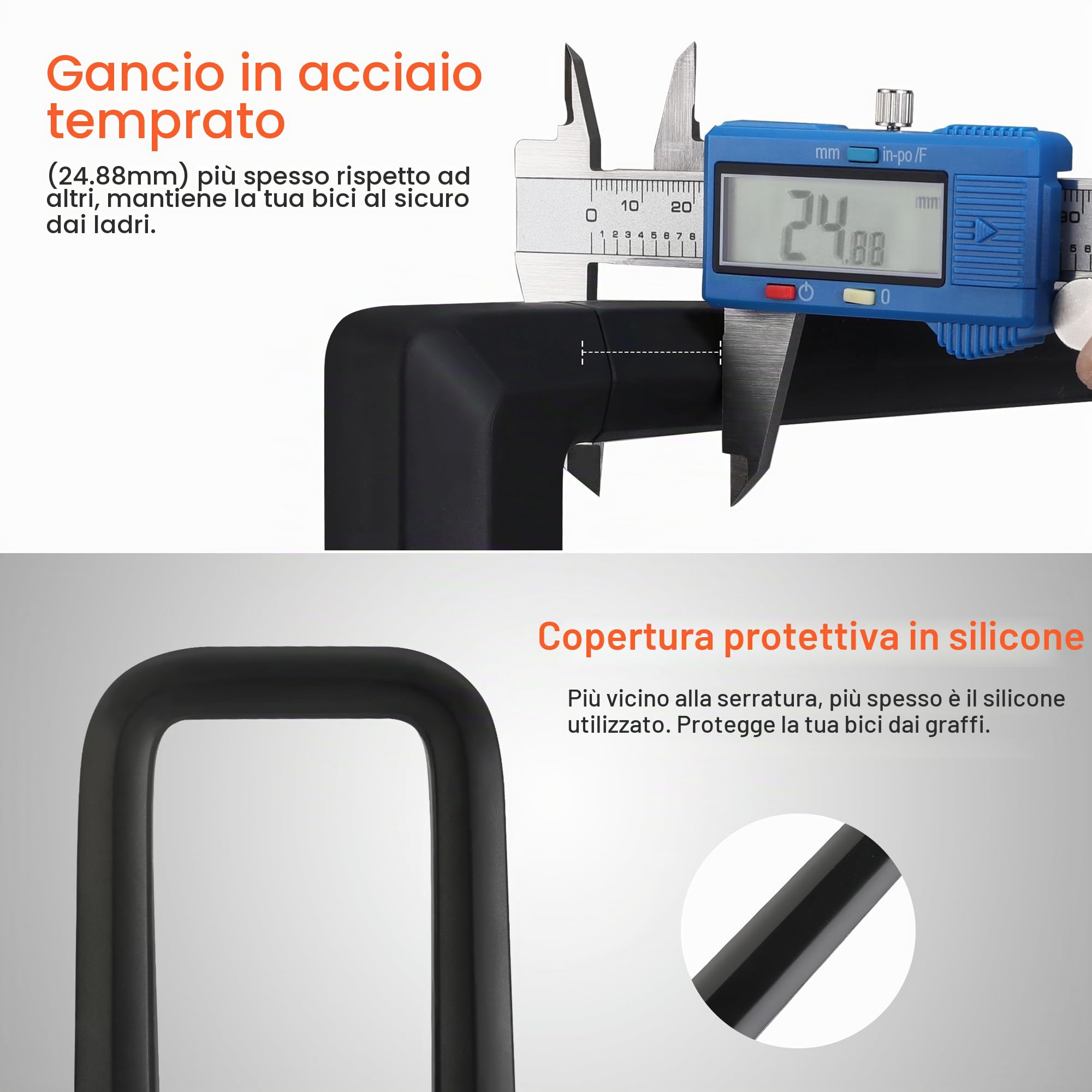 ValueMax Lucchetti a U per Bicicletta, Lucchetto per Bici a U impieghi gravosi, Lucchetto Bici Antifurto a U con 2 chiavi e Supporto, Adatto per Biciclette, Veicoli Elettrici, Motocicli