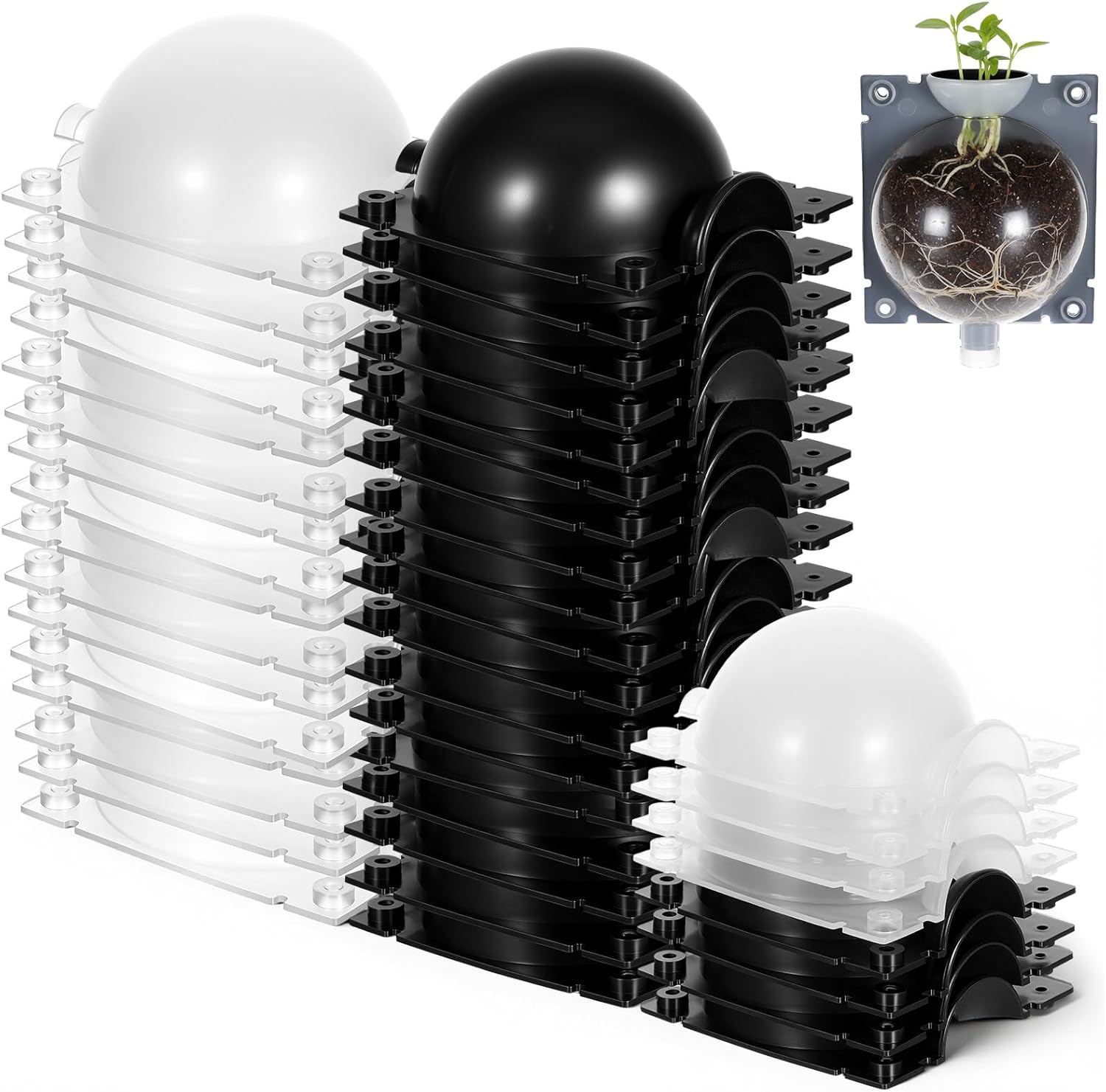 30 Pcs Air Layering Pods, Reusable Half Black Half Transparent Grafting Balls, Air Layering Propagation Kit for Plant Rooting, Medium Size Rooting Box for Fast Propagation