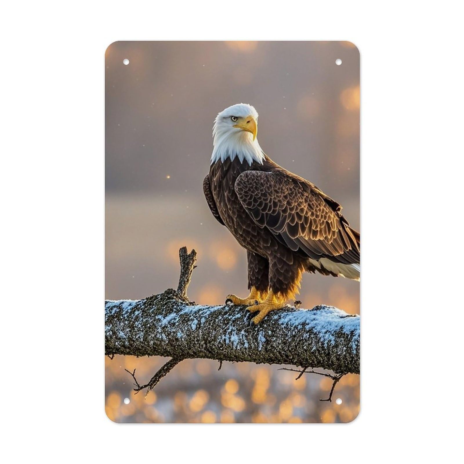 QMNLKH Golden Sunset Bald Eagle Plaques for Wall Decor, Personalized Metal Tin Sign for Home, Multifunctional Poster for Office, Fashion Painting for Hallway, Wall Art Pictures, 7.9x11.8Inch