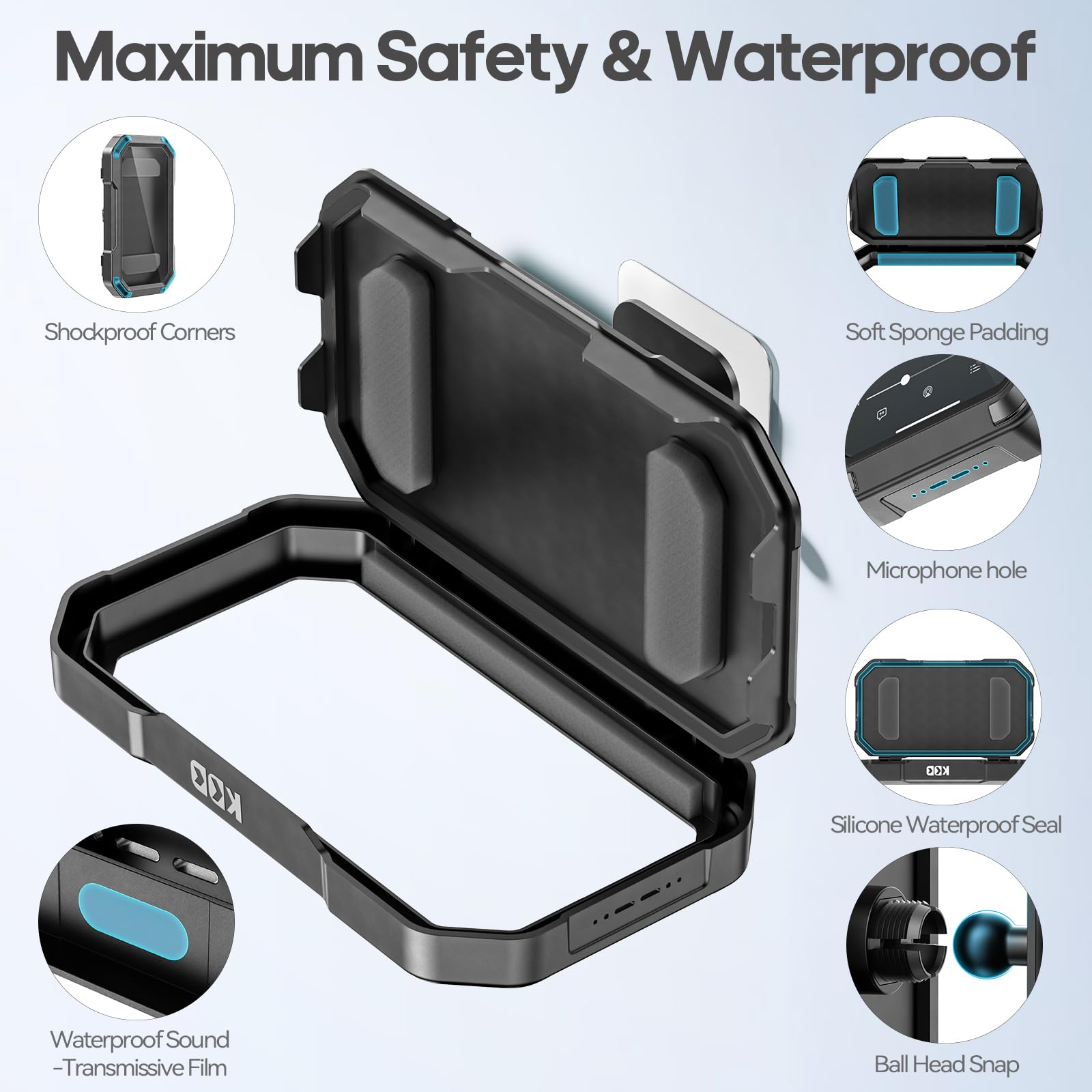 KDD Handyhalterung Dusche, Wasserdichter Handy Halter 360° Drehbar, Verstellbare Duschehalterung für Bad & Küche, Beschlagfreie Wandhalterung für 4-6.7“ Smartphone