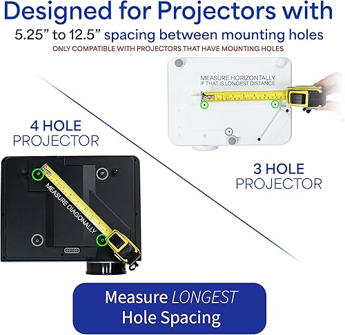 Miniatura 5 de Brazos extensible para montura de proyector de techo extensible ajustable y universal de VIVO Blanco