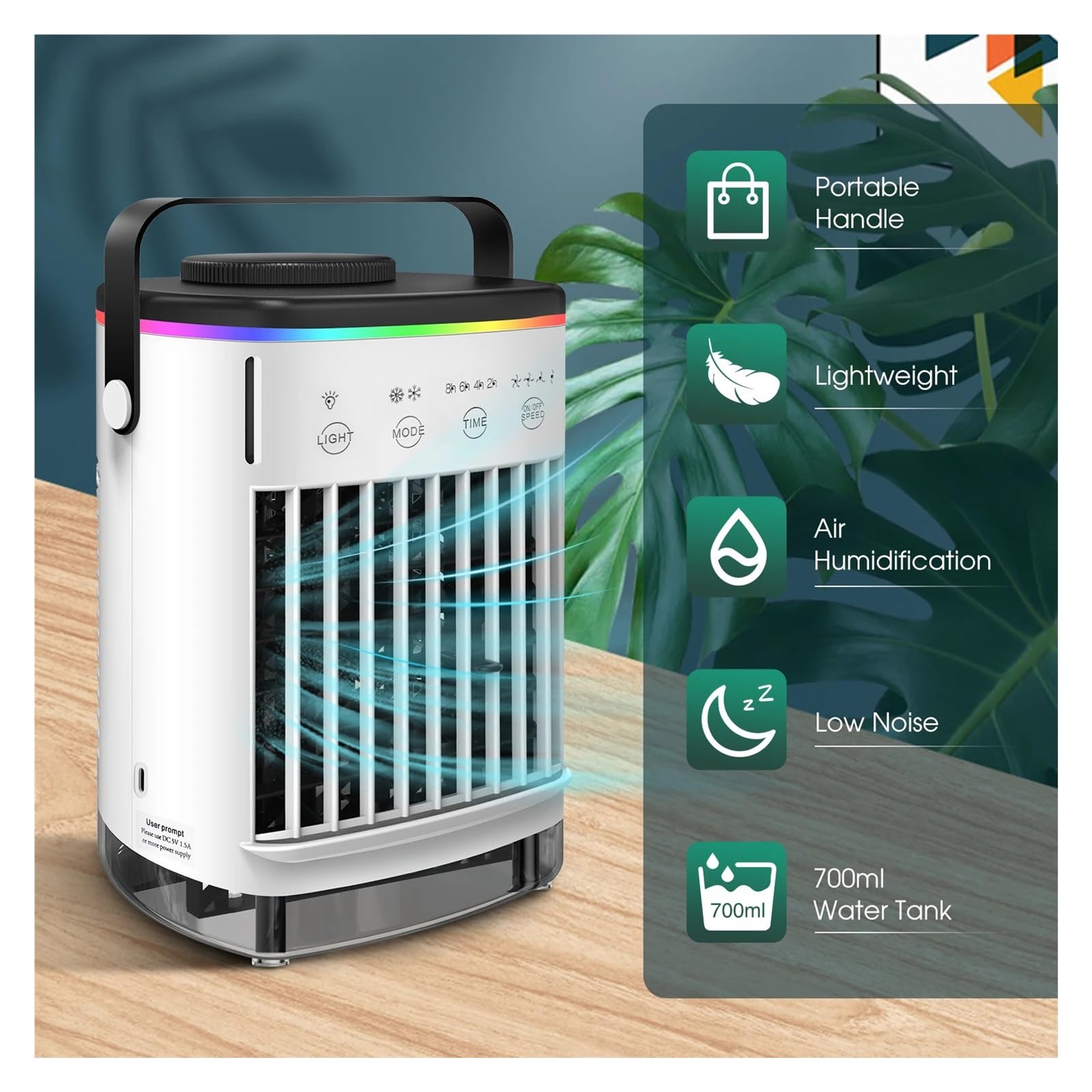 Przenośny wentylator mgły, mini klimatyzator z ultradźwiękową mgiełką do pokoju, biura lub samochodu, zasilany przez USB - kompaktowe i wydajne rozwiązanie chłodzące