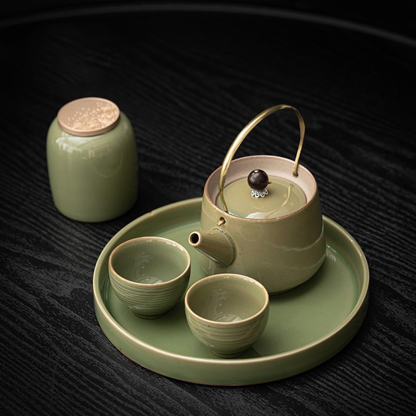 Kung Fu Taca na herbatę Retro Okrągły Taca na herbatę Ceramiczna Sucha Bańka Taca Kung Fu Zestaw do parzenia herbaty Mały stolik do herbaty Domowy kubek do herbaty Szuflada Home Herbata Stół Taca na