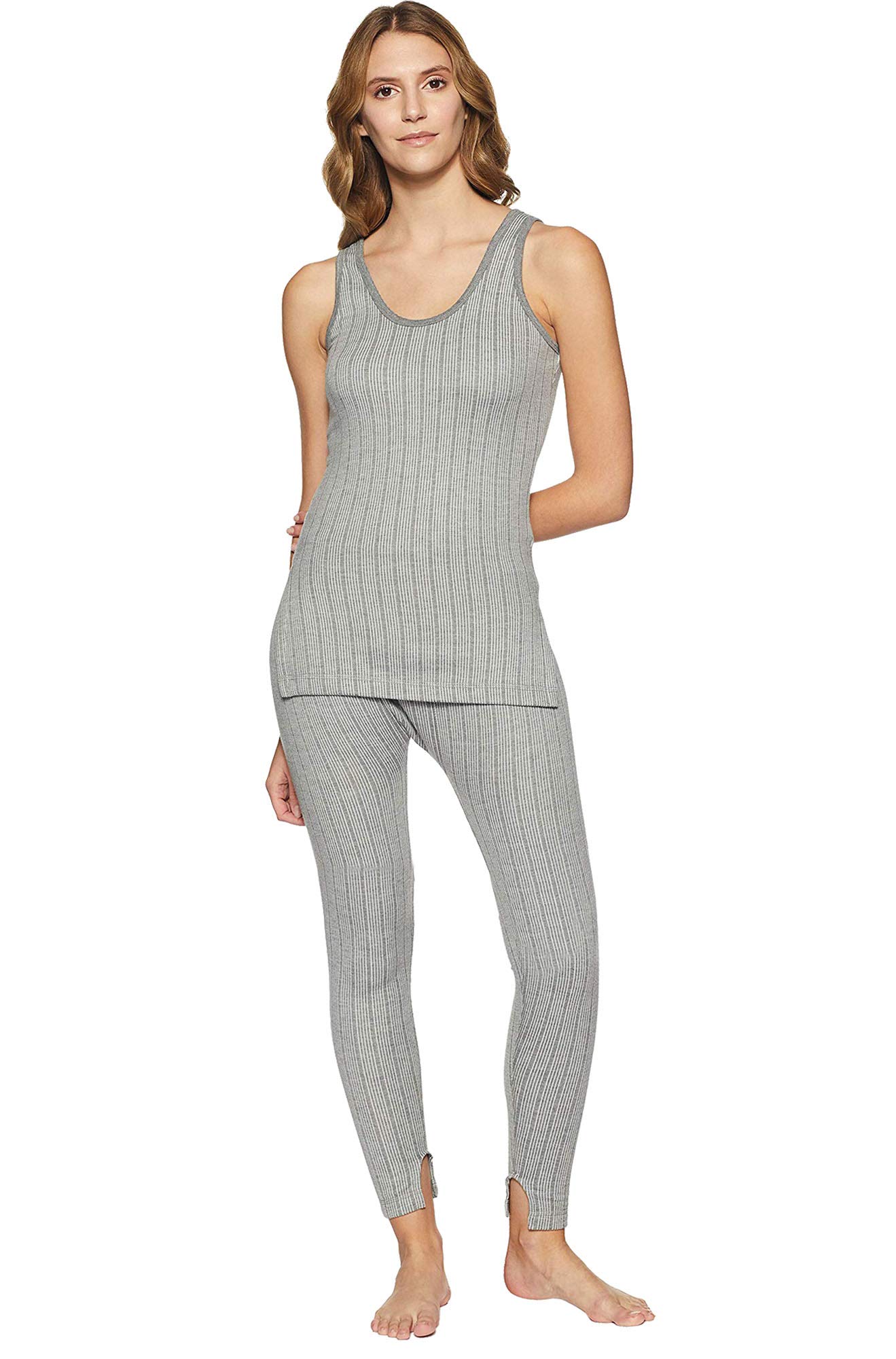 Round Neck Sleeveless Grey Camisole Upper and Lower Thermal Set for Women - Pack of 1 (#DS-UpprLwrSet-95cm)-image-16
