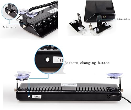 Miniatura 4 de 9Luz LED Wecade estroboscópica de 9 W de advertencia para camioneta, se coloca en el limpiaparabrisas. Luz con 16 patrones superbrillantes para