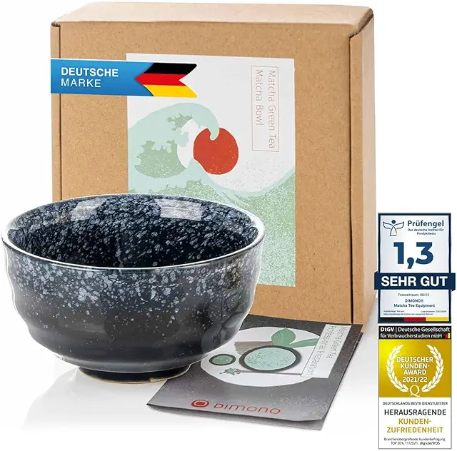 Dimono Original Ceramic Matcha Tea Bowl - Japanese Fired Clay Cup