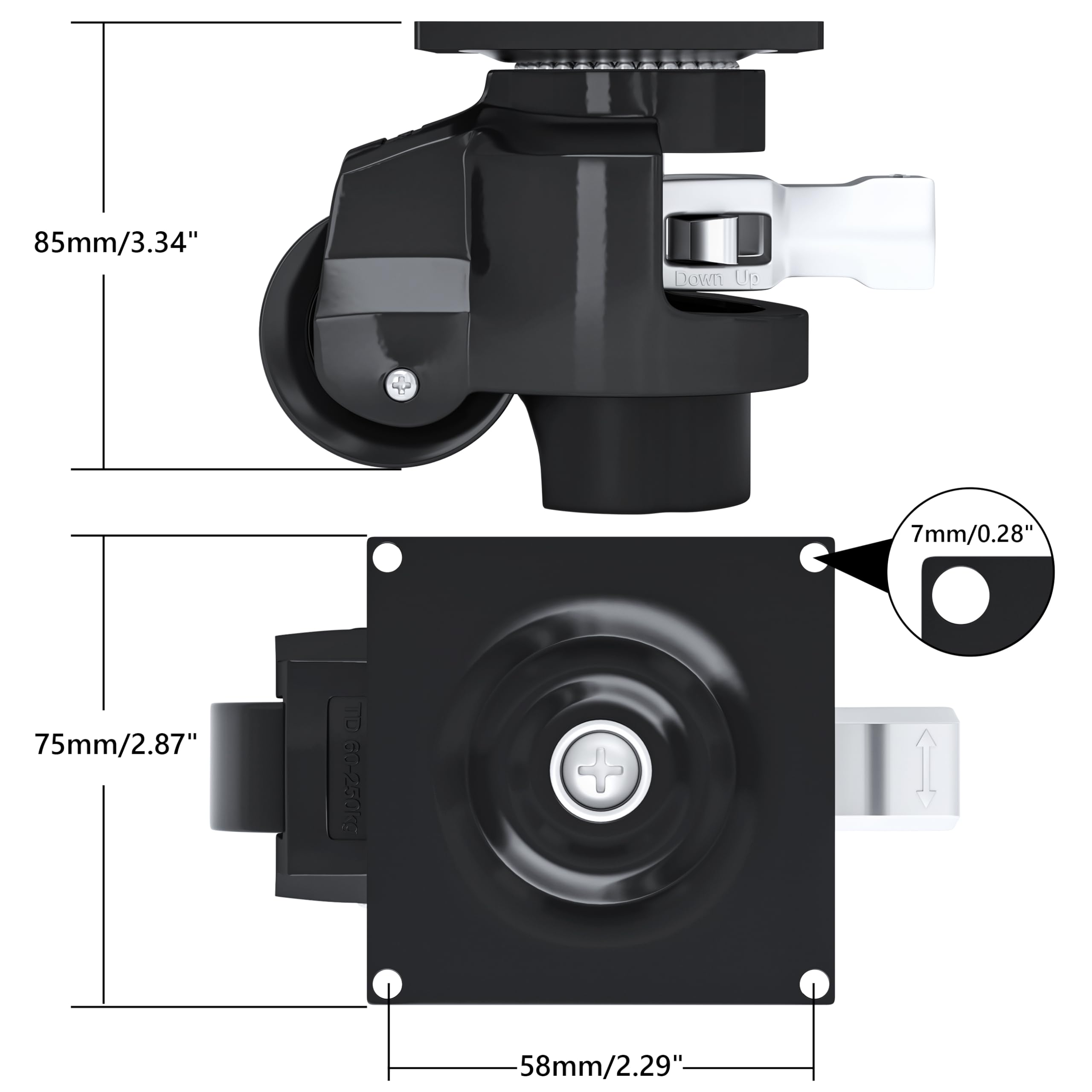 Ruiishunyy Set Of 4 Heavy Duty Leveling Casters - 2200 Lb Capacity Retractable Caster Wheels With Brakes