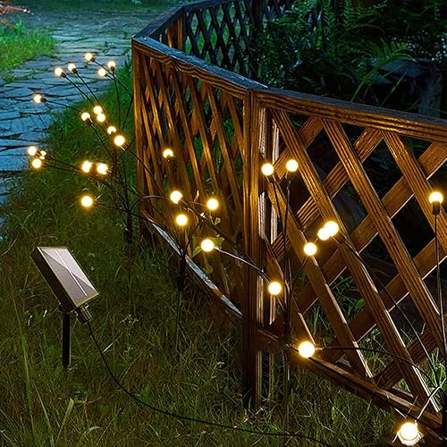 Miniatura 6 de ZEYXINH 8 luces solares LED mejoradas para jardín, luces solares de luciérnaga con control remoto, 8 modos, luces solares impermeables para