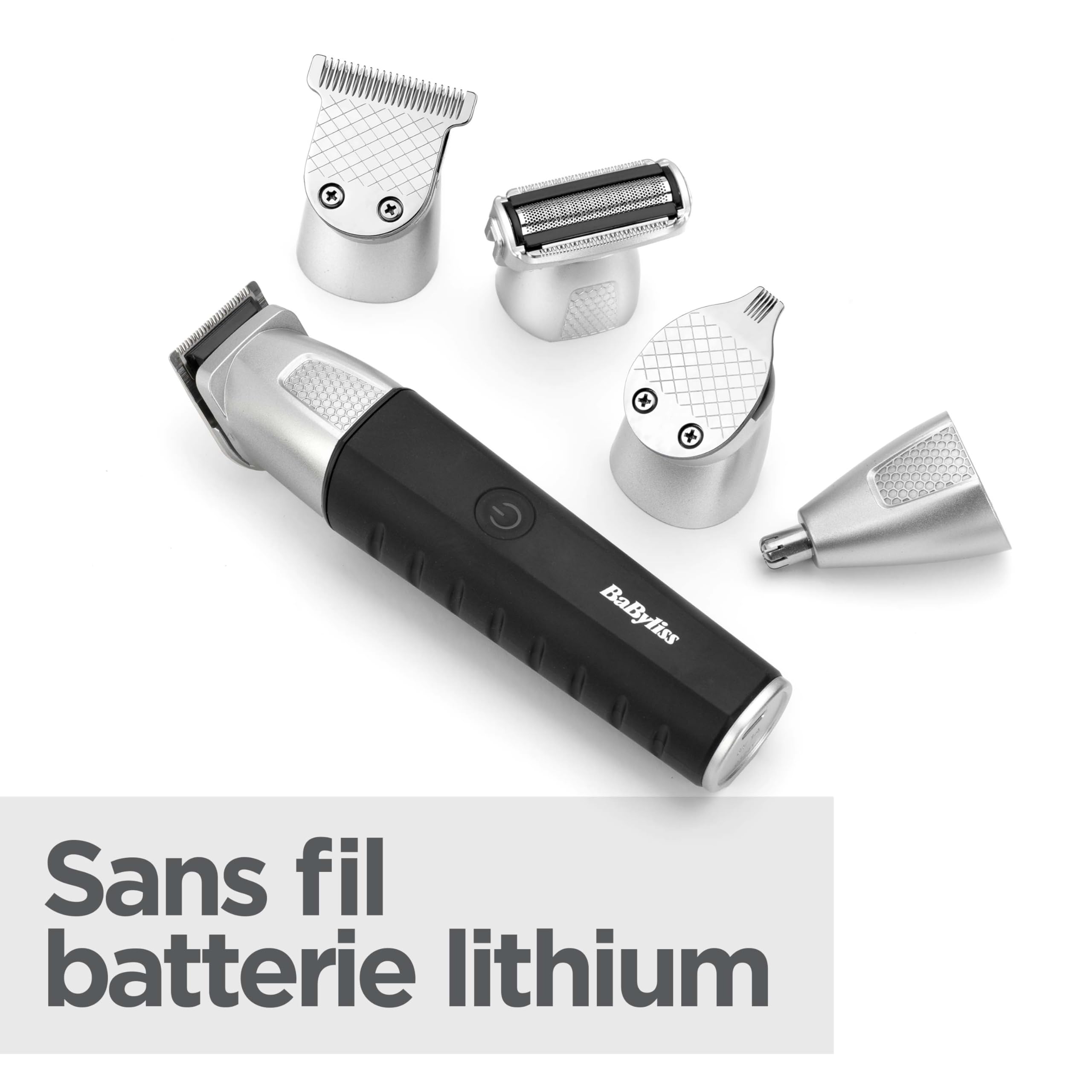 BaByliss Tondeuse Multi-usages Lithium Power 11-in-1 - Kit complet sans fil incluant une tondeuse barbe,cheveux et nez, oreilles et sourcils, Waterproof, Noir/Gris, MT812E
