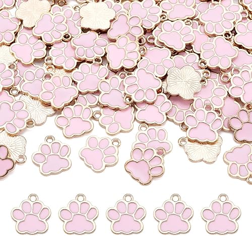 Miniatura 4 de Abalorio esmaltado con estampado de pata de perro y gato con purpurina en polvo de aleación de esmalte de gato y perro, dijes para llavero, joyería