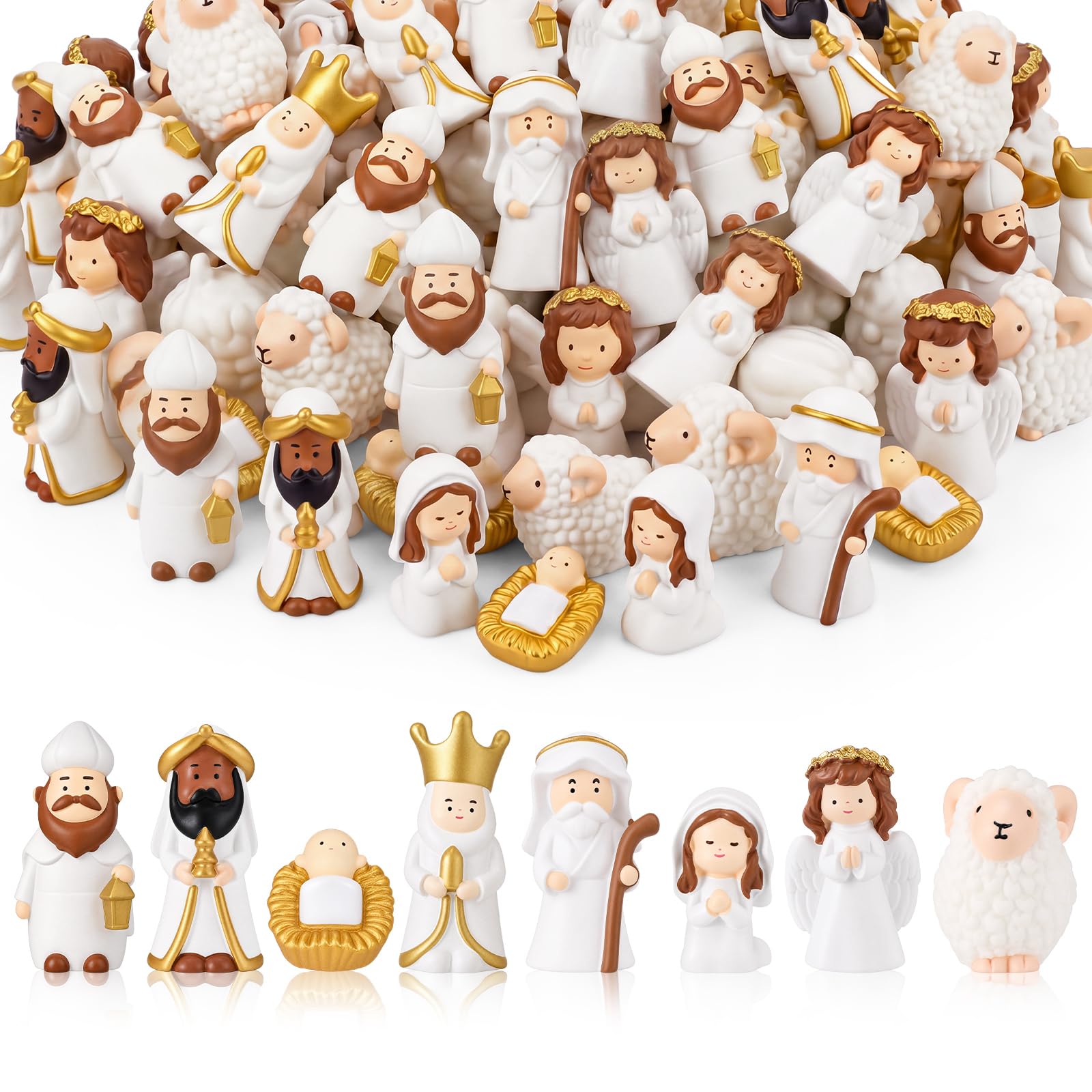 Set di 64 statuette natalizie a forma di Gesù
