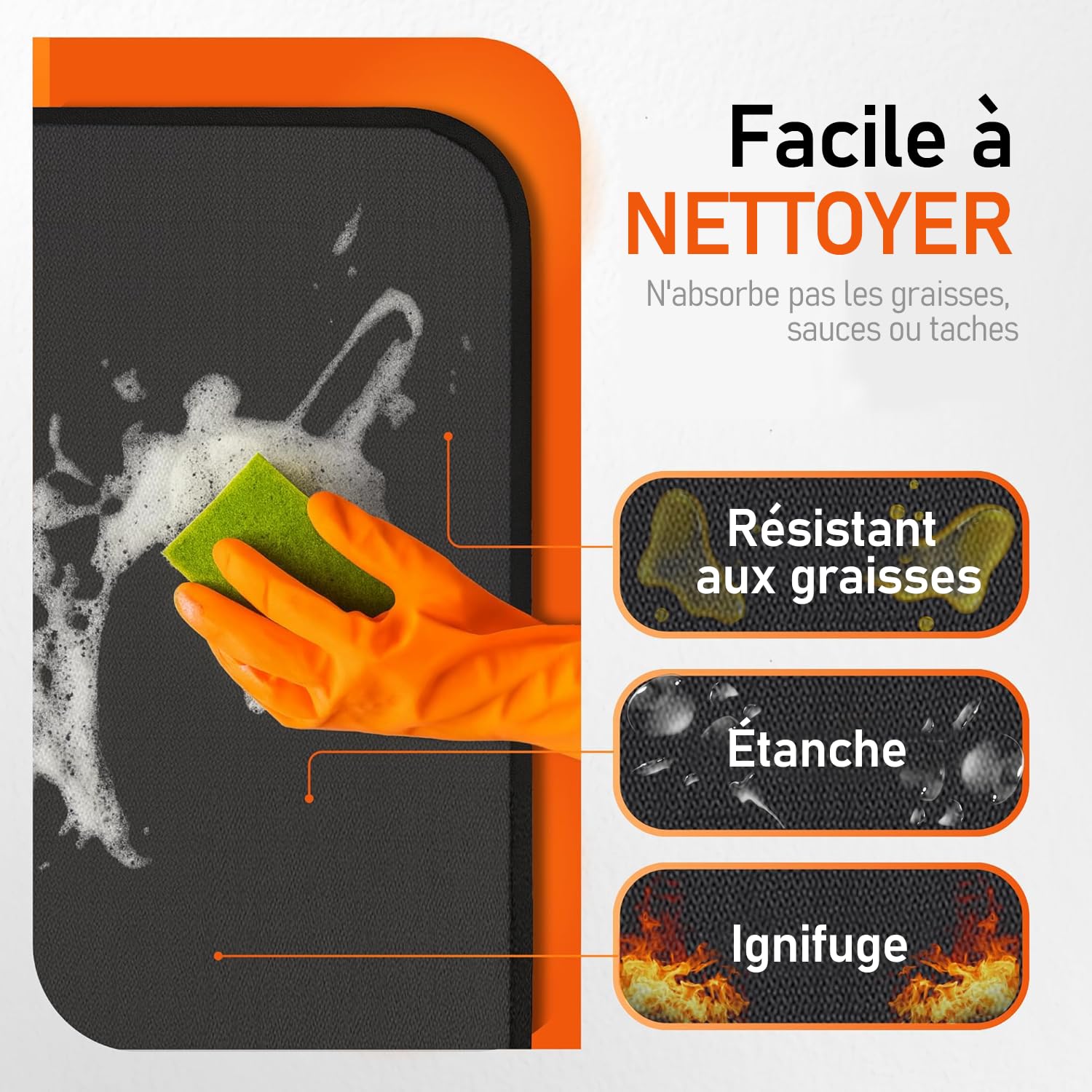 100x150cm Tapis Barbecue Sol Ignifuge imperméable Anti-Huile | Tapis protection extérieur BBQ, camping, patio - Anti-étincelles, anti-graisse, résiste intempéries - Facile nettoyer