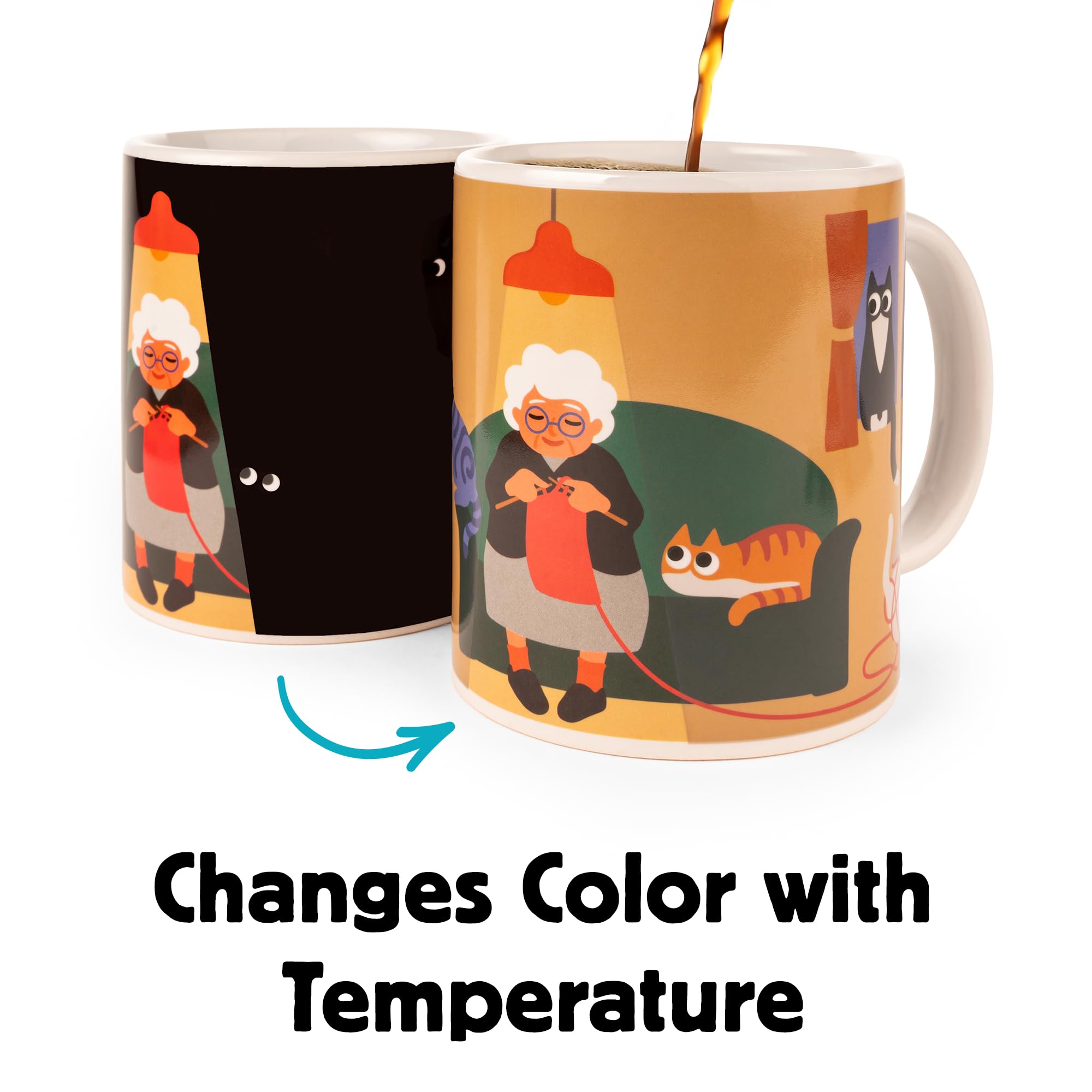 Amazon.com | Kikkerland Cat Lady Morphing Mug – Color Changing Cup