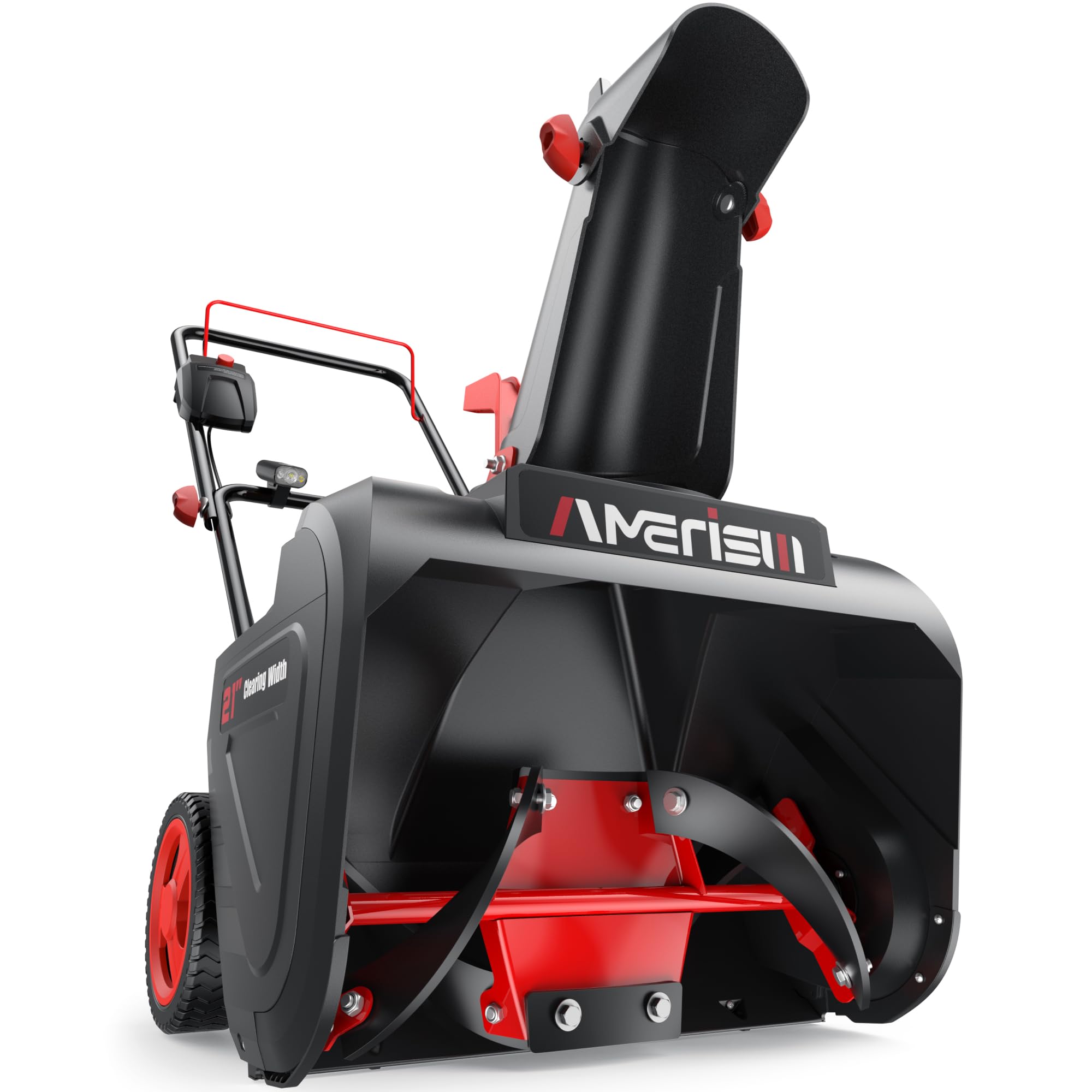 21-inch electric snow blower, 15 amp corded snow thrower with led headlight, 180° adjustable chute, rubber auger, 30-foot snow throw distance for driveways, sidewalks, walkways & patios
