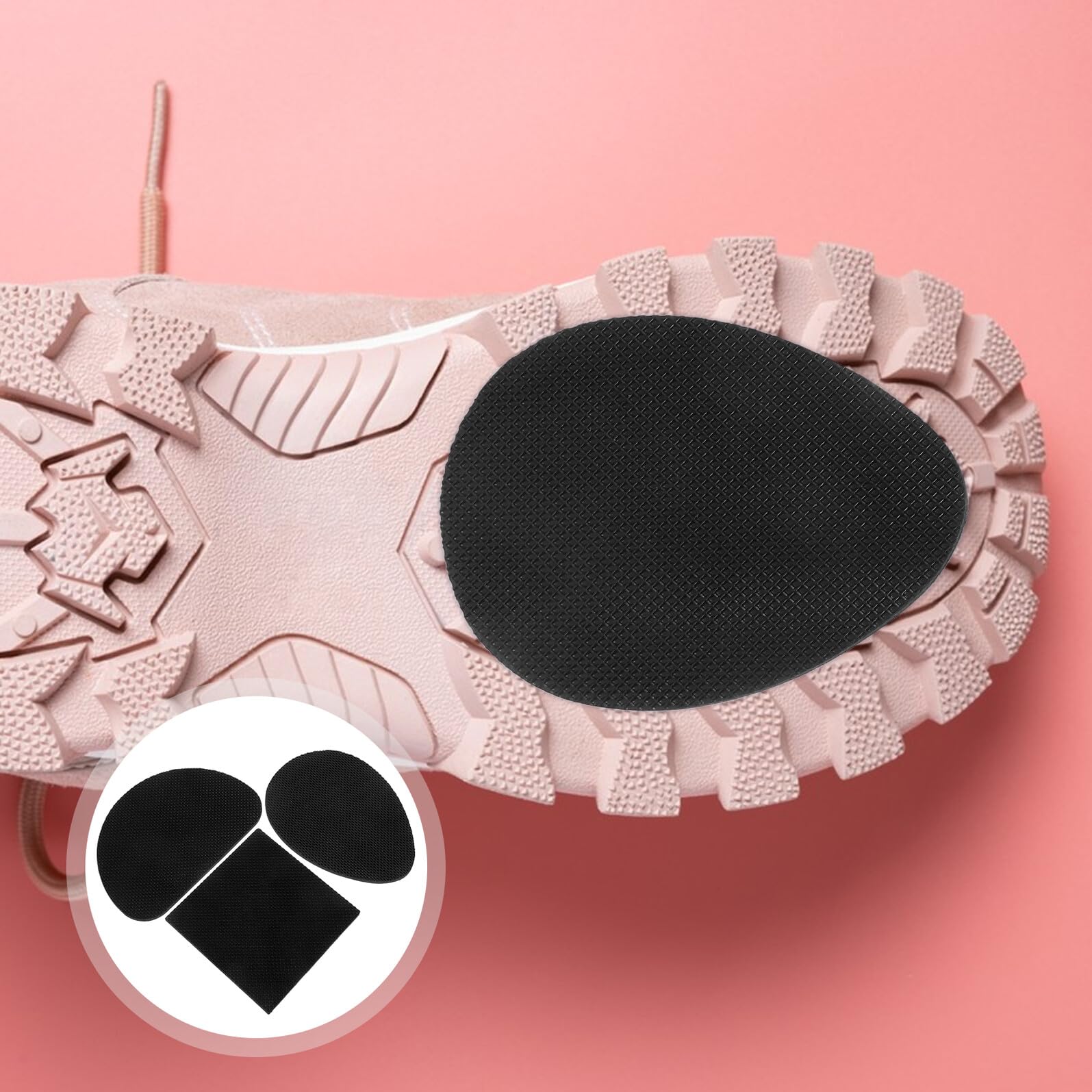 24 Pezzi Protezioni Antiscivolo in Gomma per Suole Scarpe con Tacco Pad Autoadesivi Antiabrasione e Antirumore per Tacco Nero Adatti Tutti i Tipi di Calzature