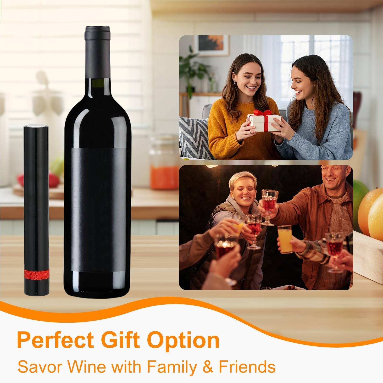 Sacacorchos Presión para Vino, Abridor de Botellas de Aire, Abridor de Presión por Aire Comprimido, Portátil y Sin Esfuerzo para Vino, Elegante Accesorio Compatible con Casa Fiesta Regalo, Plug & Play
