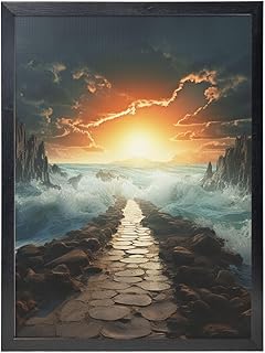 EKYOSHCZ Divided Sea Pathway Canvas Wall Art for Living Room 12"x16" Modern Artwork Painting Pictures Hanging Canvas Prints Aesthetic Wall Art for Bedroom Bathroom Office Wall Art Print Decor