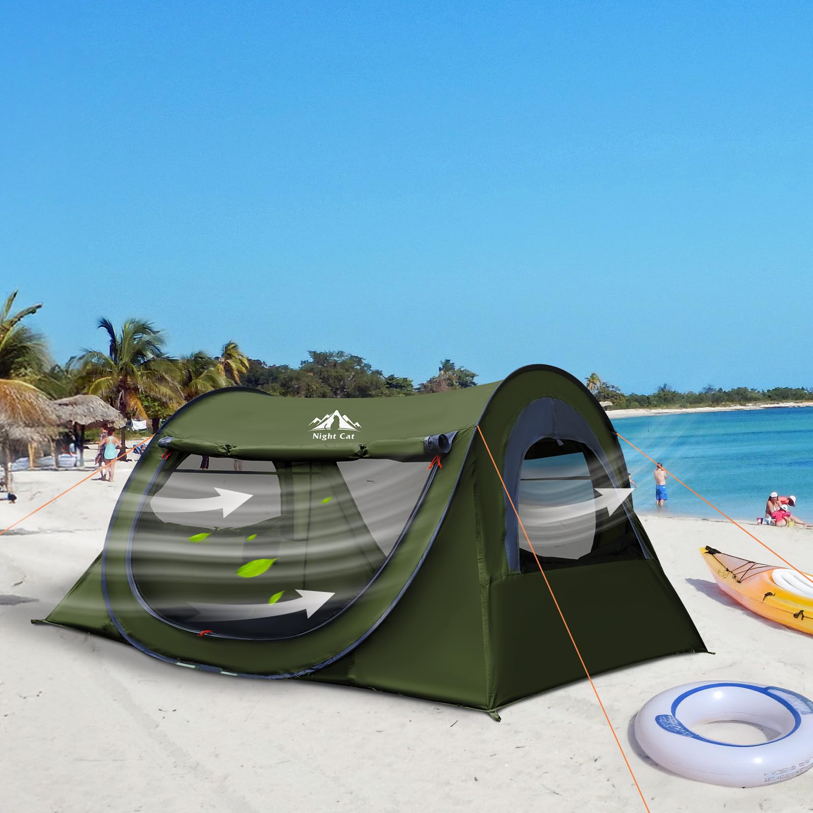 Night Cat Tienda Pop Up 2 Personas: Tienda de Campaña Instantánea con Mosquitero Carpa Impermeable Ligera para Viajes
