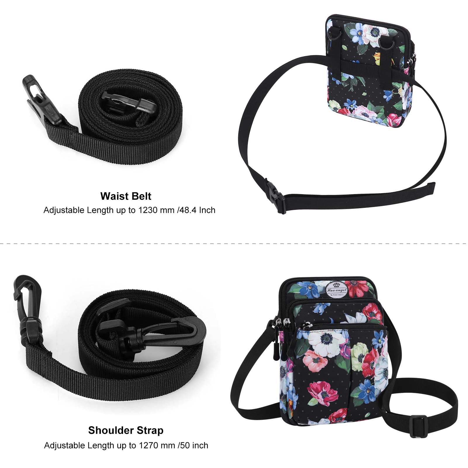 HUA ANGEL Saszetka Fanny Pack Wielofunkcyjna Torba na Talię Mężczyzna Kobieta 3 Przegródki Torba na Ramię Torba na Telefon Torba Fanny Pack Torba Biodrowa z Paskiem na Ramię do Biegania, Chodzenia
