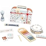 SPEEDY MONKEY Musical Set – 5 Instruments: Xylophone, Tambourine, Rainmaker, Recorder & Harmonica, Colorful & Safe, Non-Toxic Paint, Ideal for Beginners & Kids 3+ Years