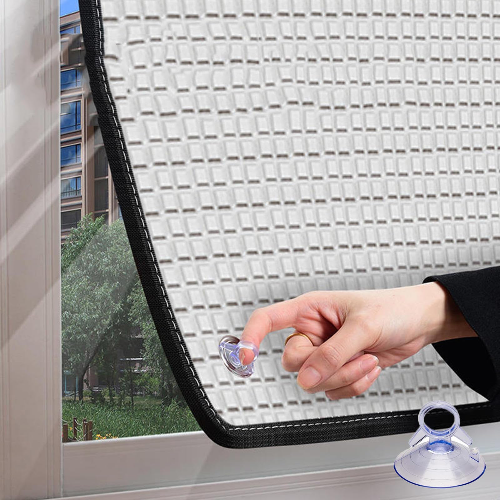 100% Blackout Window Film With suction cups,8Mm Aluminium Bubble Insulation Foil,Sun Room Heat Reflective Window Cover,for Loft Caravan Home Shed Auto,65x150cm/26"x59"-Silver