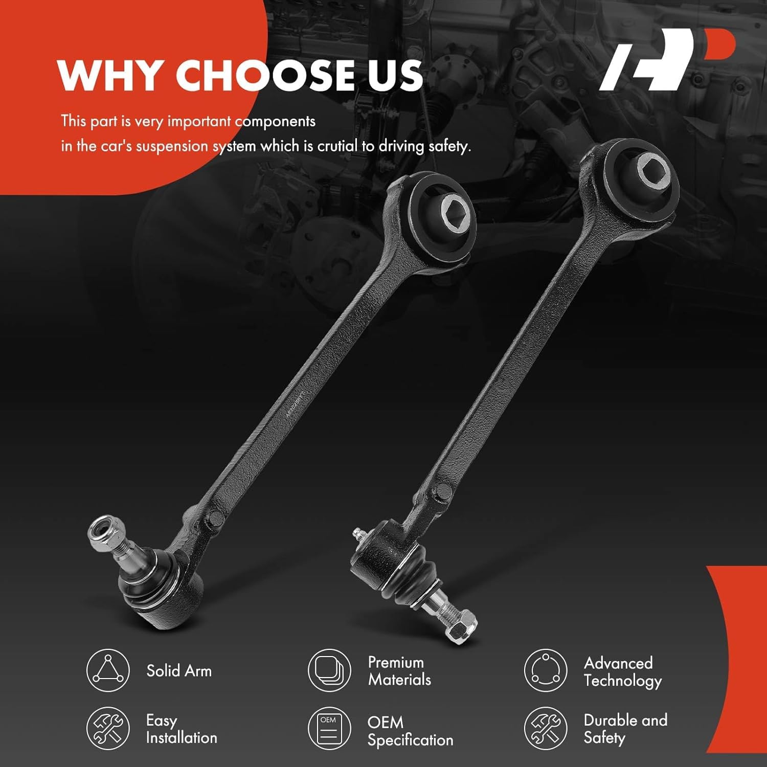 A-Premium 2 x Front Forward Lower Control Arm, with Ball Joint & Bushing, Compatible with Dodge Charger 06-16, Challenger 08-16, Magnum 05-08, Chrysler 300 05-14, RWD Only