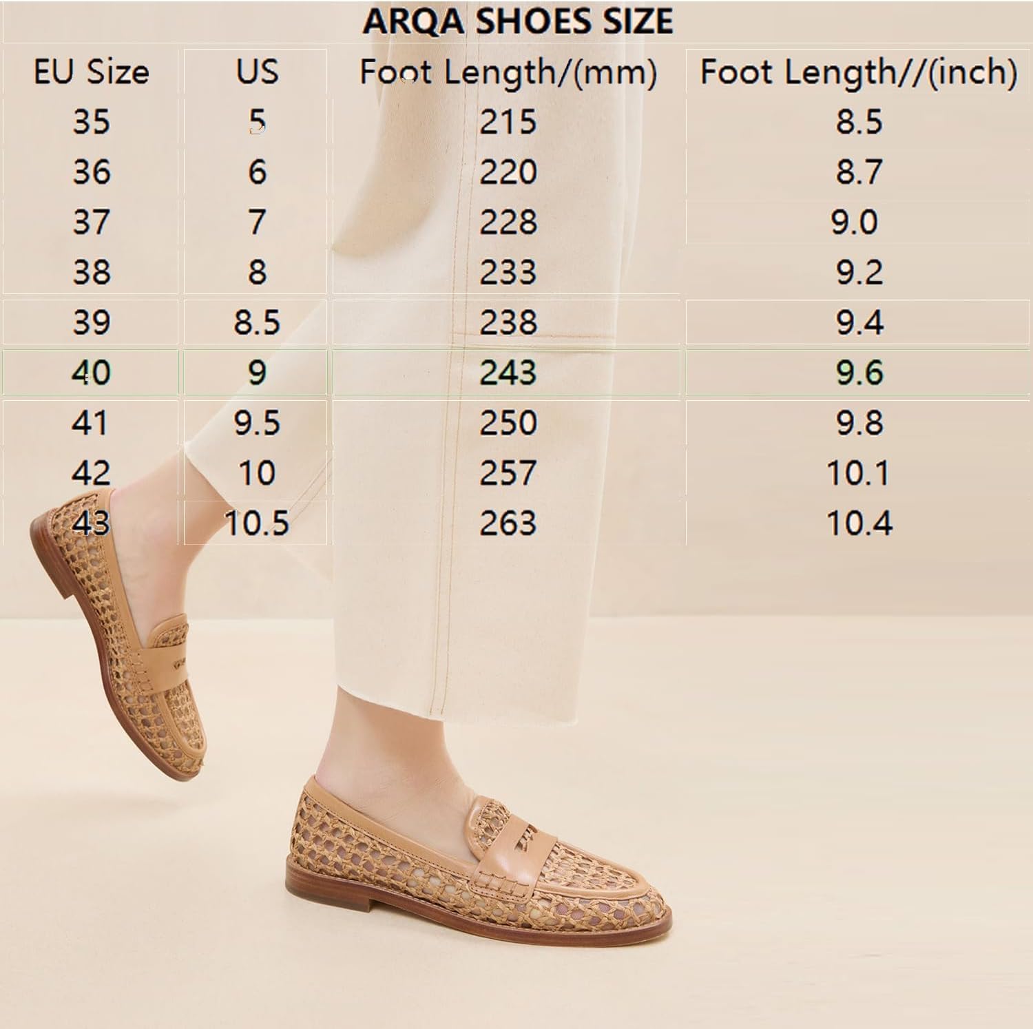 Arqa Round Toe Natural Raffia Loafers for Women Casual Walking Comfort Low Heel Raffia Flats Formal Work Office Business Slip on Shoes Size 8