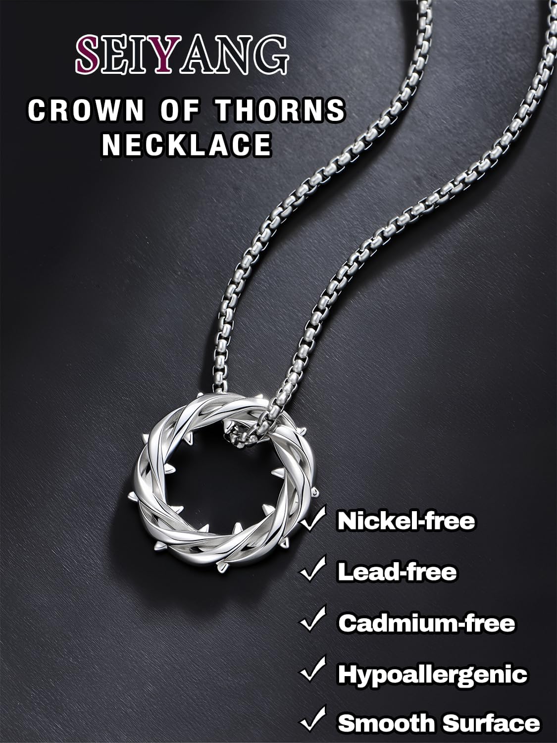 Seiyang Crown of Thorns Necklace 925 Sterling Silver Crown Pendant Amulet Jewelry Gifts (with Gift Box)