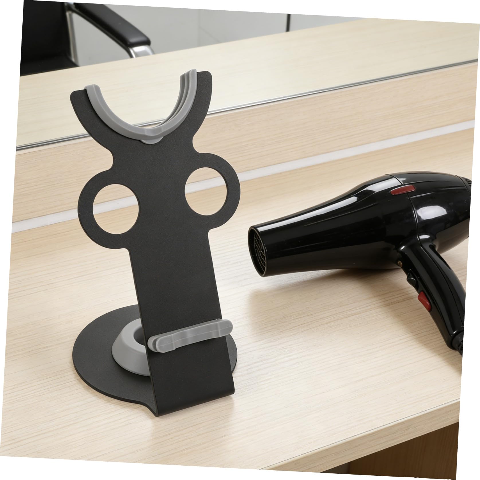 Beaupretty Soporte para Secador de Pelo, Soporte Vertical para Secador de Pelo de Escritorio, Metal y Plástico, Negro, para Peluquería y Hogar, Organizador de Herramientas de Peinado
