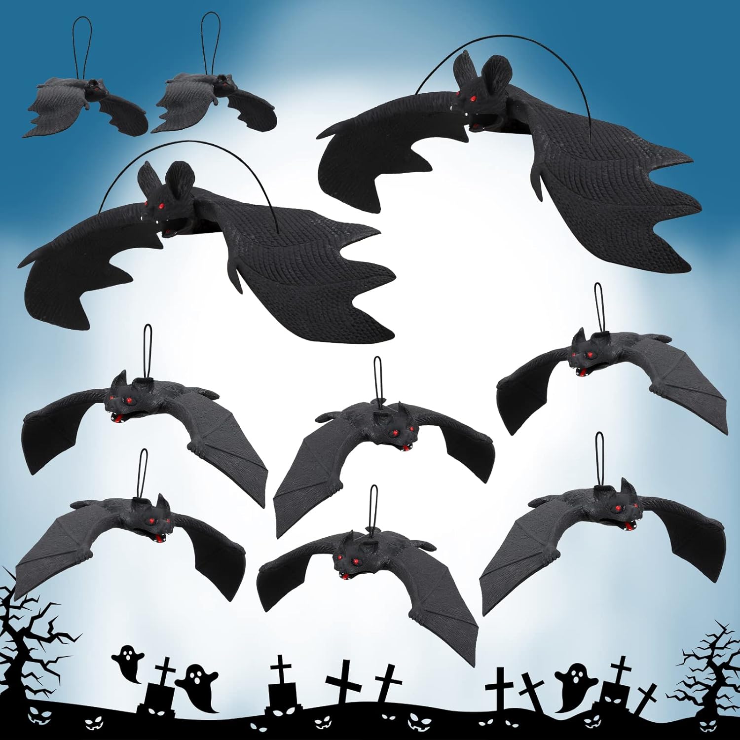 COCHIE Halloween Bats Decorations 10 Pieces Scary Rubber Realistic
