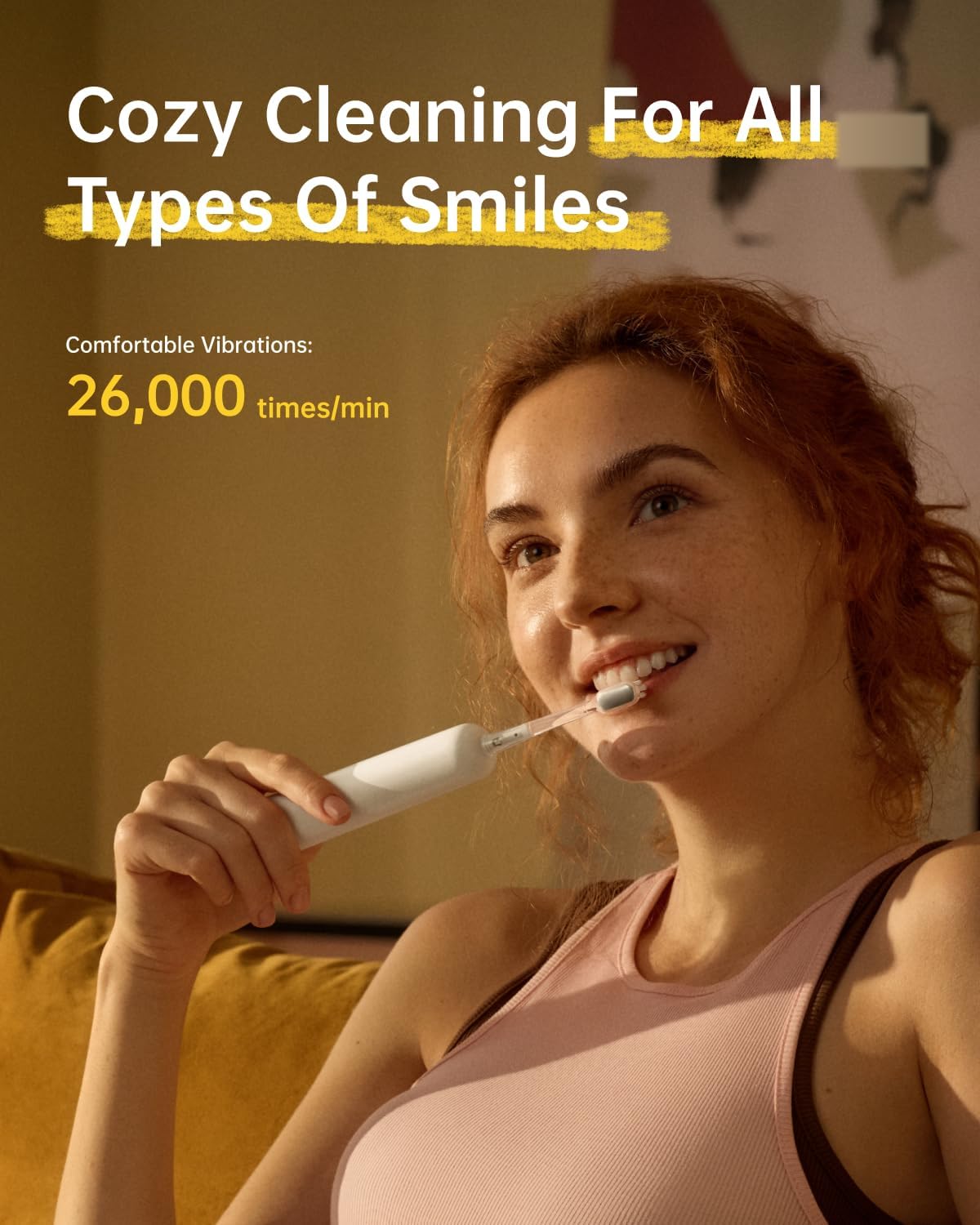 A person brushing their teeth with the Laifen Wave Special Electric Toothbrush, demonstrating comfortable cleaning.