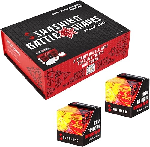 SHASHIBO Paquete – Shashibo Battle Shapes Magnetizing Puzzle Juego y 2 x Holográficos – Cubos Solares