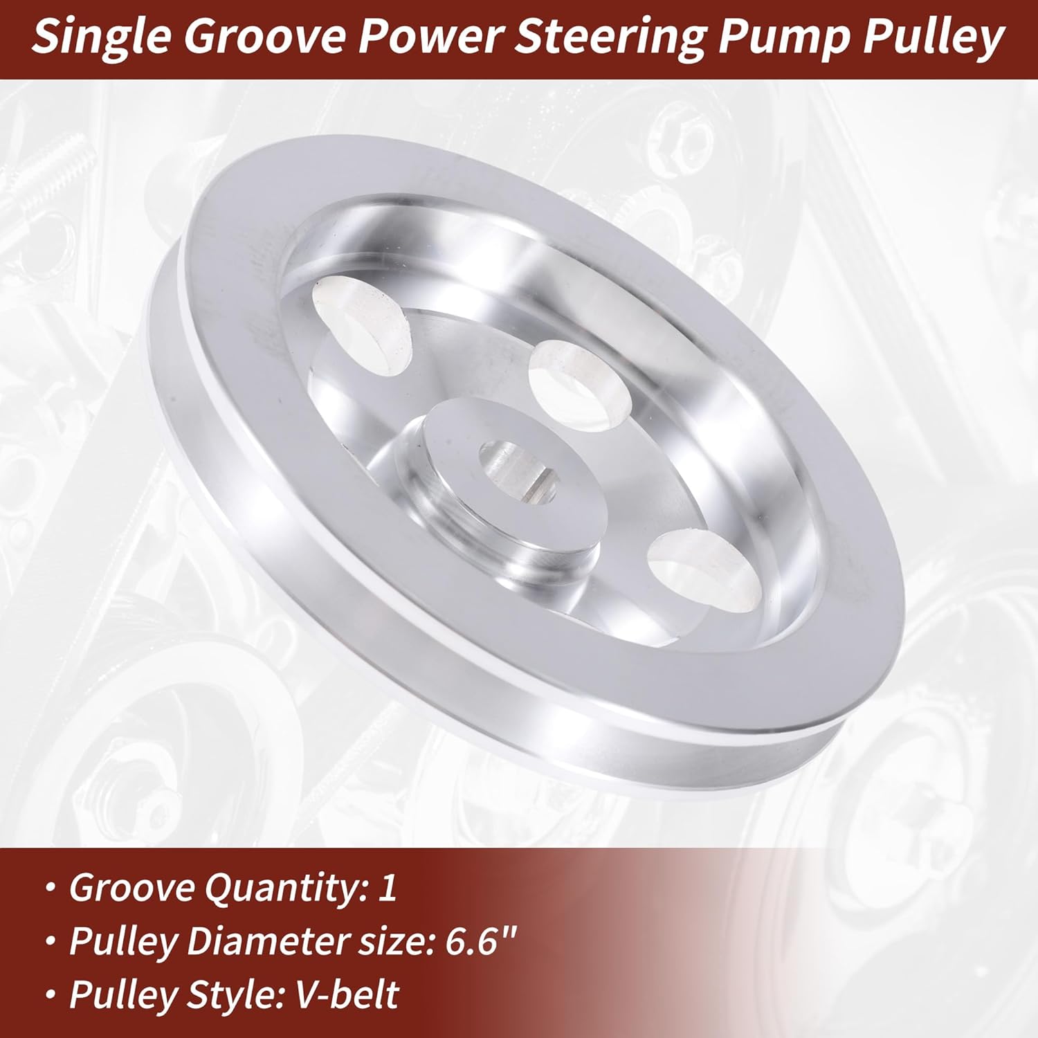 Crankshaft Pulley for Chevy SBC 350 Engine Single Groove Power Steering Pump Pulley 1 Groove Durable 1 Pc Silver Tone