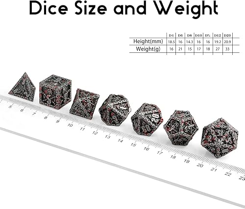 Miniatura 5 de Grim Reaper - Juego de dados de metal para DND, juego de dados poliédricos de Calabozos y Dragones, accesorios para D&D, dados de juego de rol d y d