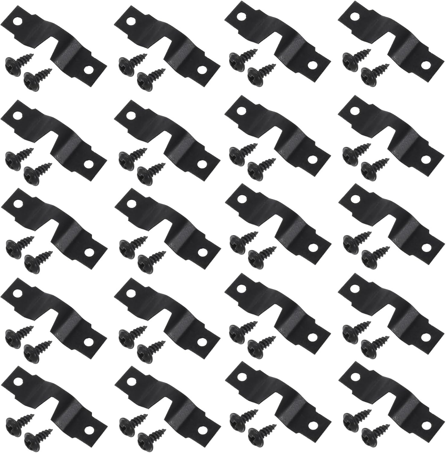 uxcell 20Pcs Picture Hangers, Frame Back Fasteners with Screws, Single-Notch Double Hole Precision Hangers Hook for Hanging Paintings Picture Photos Frame, Black