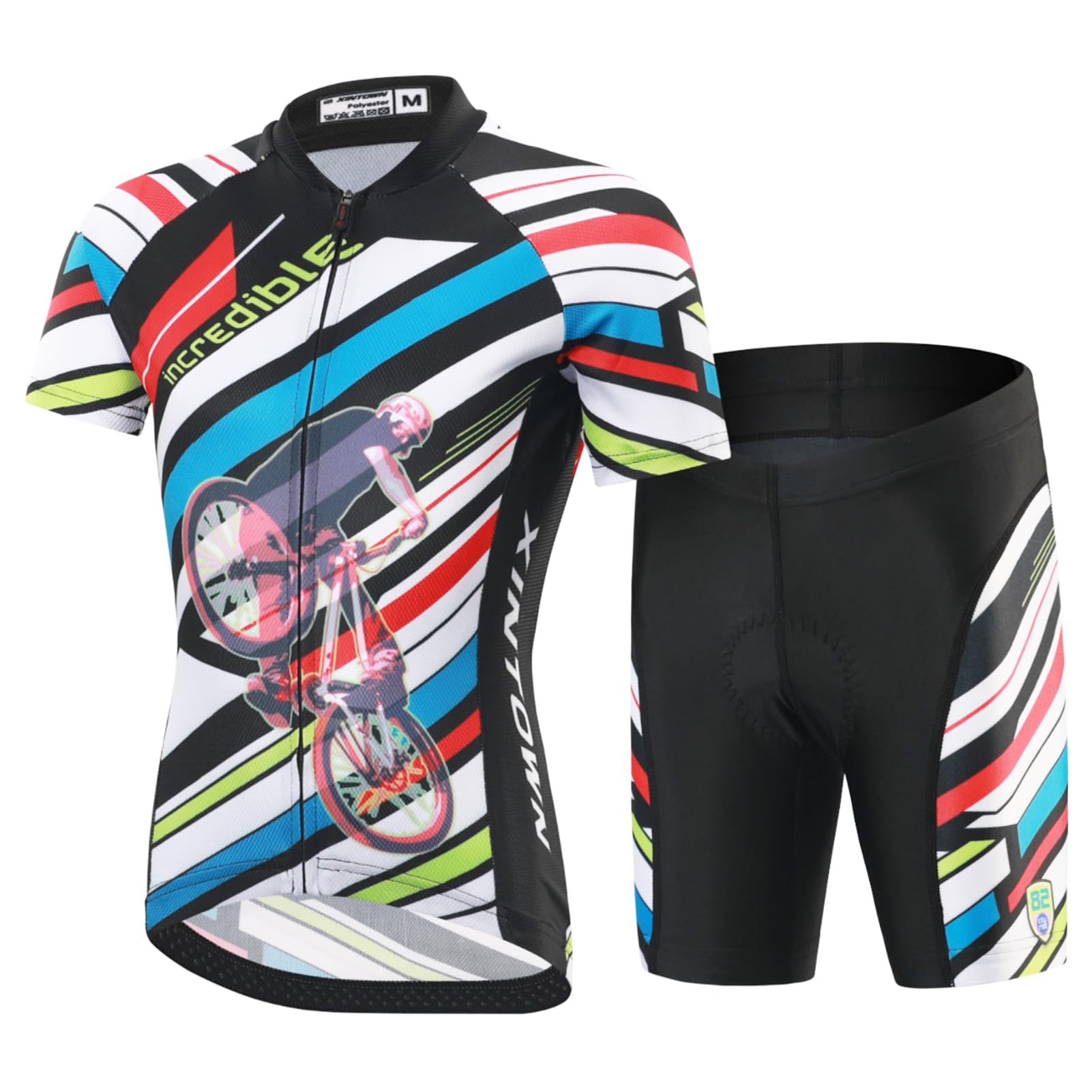 Traje de Ciclismo Niños Maillot Ciclismo de Secado Rápido Conjunto Ciclismo Camiseta Manga Corta y Shorts