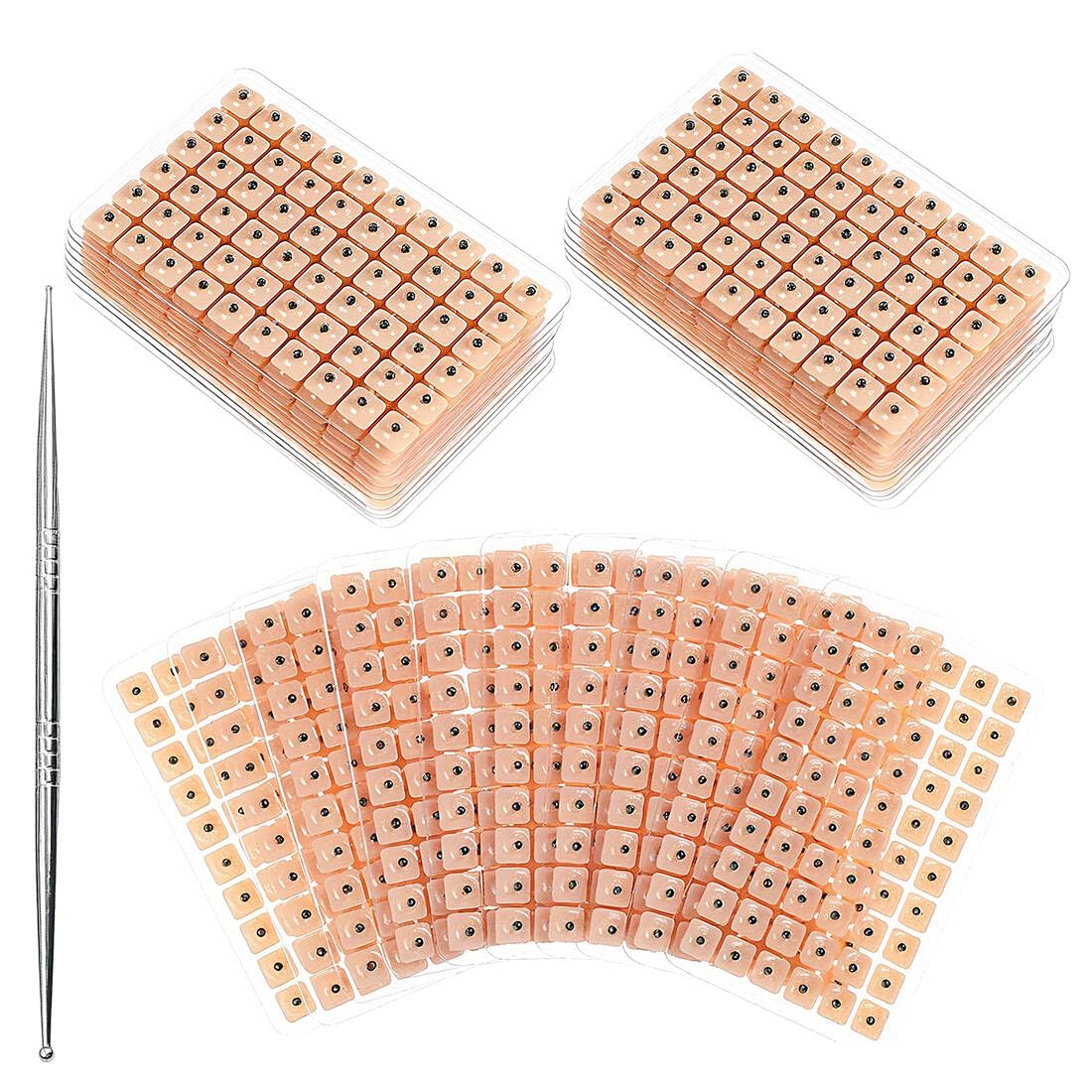 600 Stück akupunkturpflaster+1 Akupressurstift,Ohrsamen Akupunktur,Ear Seeds,Akupressur-Set,Ear Seeds Acupuncture,Akupressur Pflaster,Lindert Stress und Muskelverspannungen(10 Blätter)