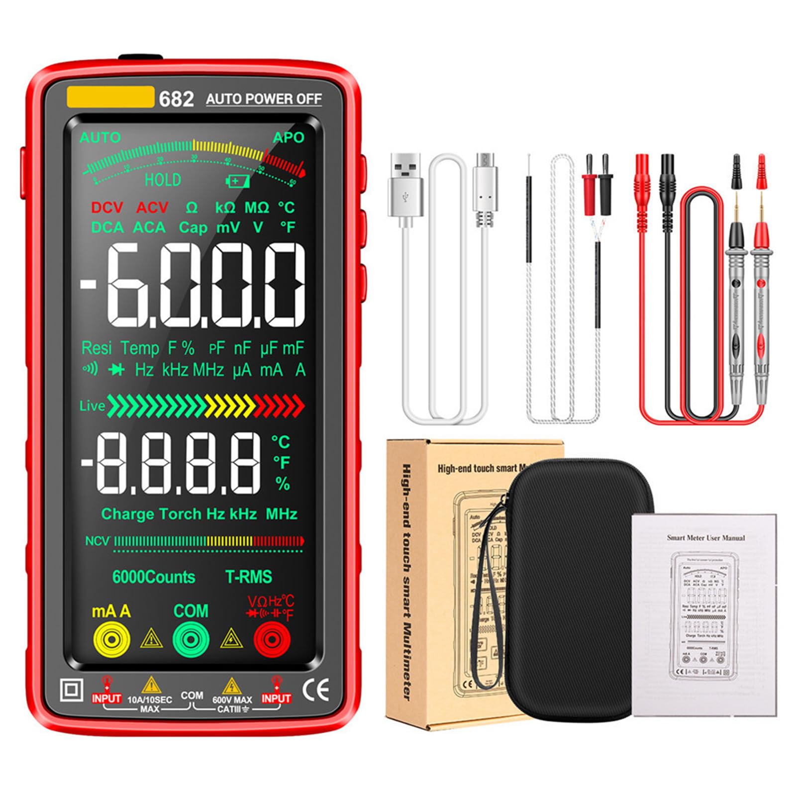 Precisions Digital Multimeter with Back Light LCD Display & Integrated Flashlight Handheld Multimeter Voltages Current Electrical Tool