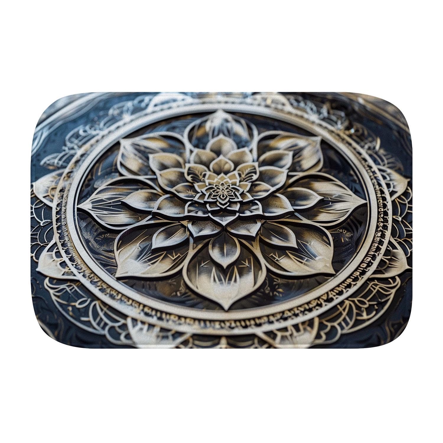 Tapis de bain antidérapant en mousse de confort et design moderne fleur 3D L
