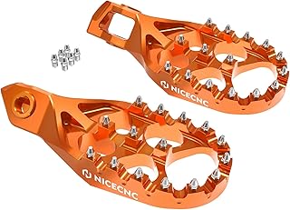 NICECNC Orange Forged Foot Pegs Footpegs Compatible with KTM 125-500 XC/SX/XCF/SXF 2023-2024,125-500 EXC/EXCF/XCW 2024,Husqvarna 125-450 FC/FX/TX/TC 2023-2024,125-501 TE/FE 2024,See Fitment