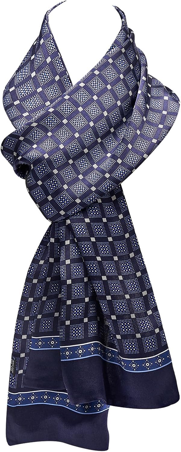 Men's Luxurious Mulberry Silk Scarf 11''x67'', Thin Double-Layer, Double-Sided Scarves for All Seasons
