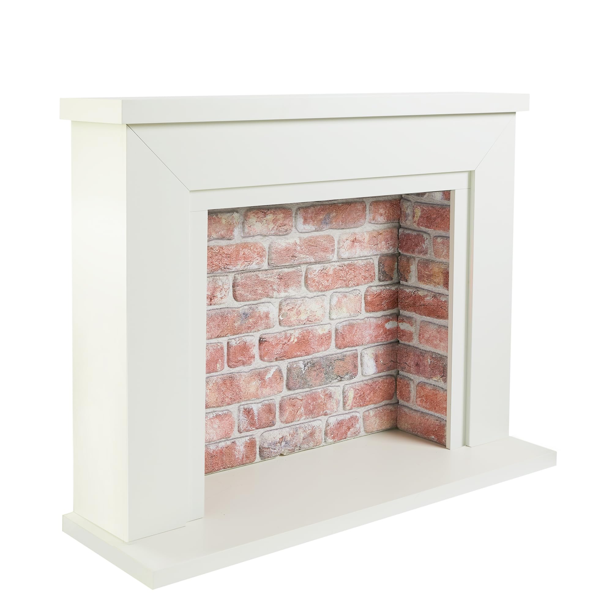 Endeavour Fires And Fireplaces White Top/Red Brick Endeavour Fires Farlington 48’’ Off White Fireplace Surround With A 3D Brick Effect Back ()