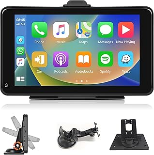 Wireless Apple Carplay Android Auto 7 Inch Portable Car Stereo Carplay Screen Portable Android Auto Screen Car Radio with Bluetooth Mirrorlink FM Transmitter Voice Control