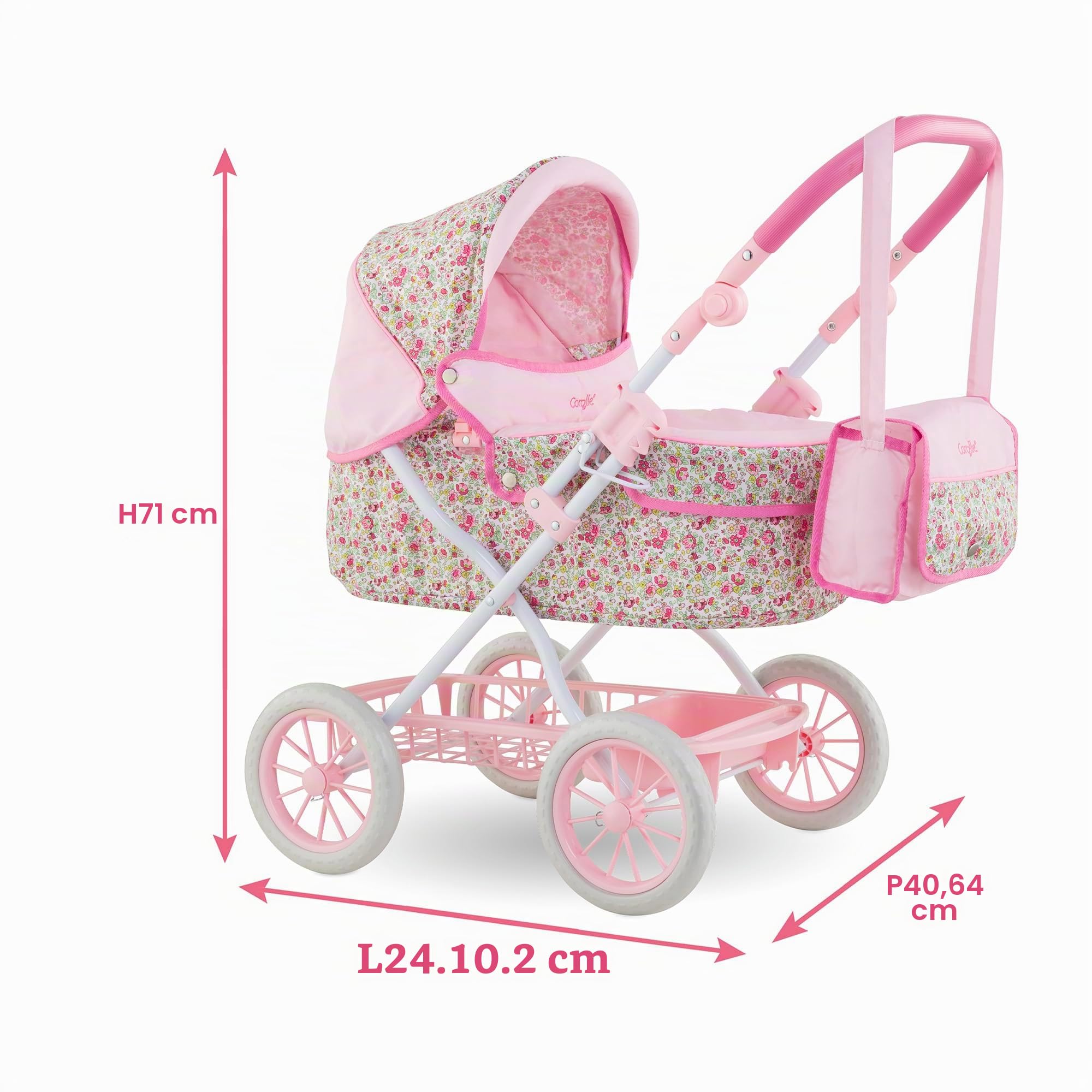 Corolle - Landau Fleuri, Accessoire, pour Poupon 36, 42, 52cm, dès 3 Ans, 9000141340