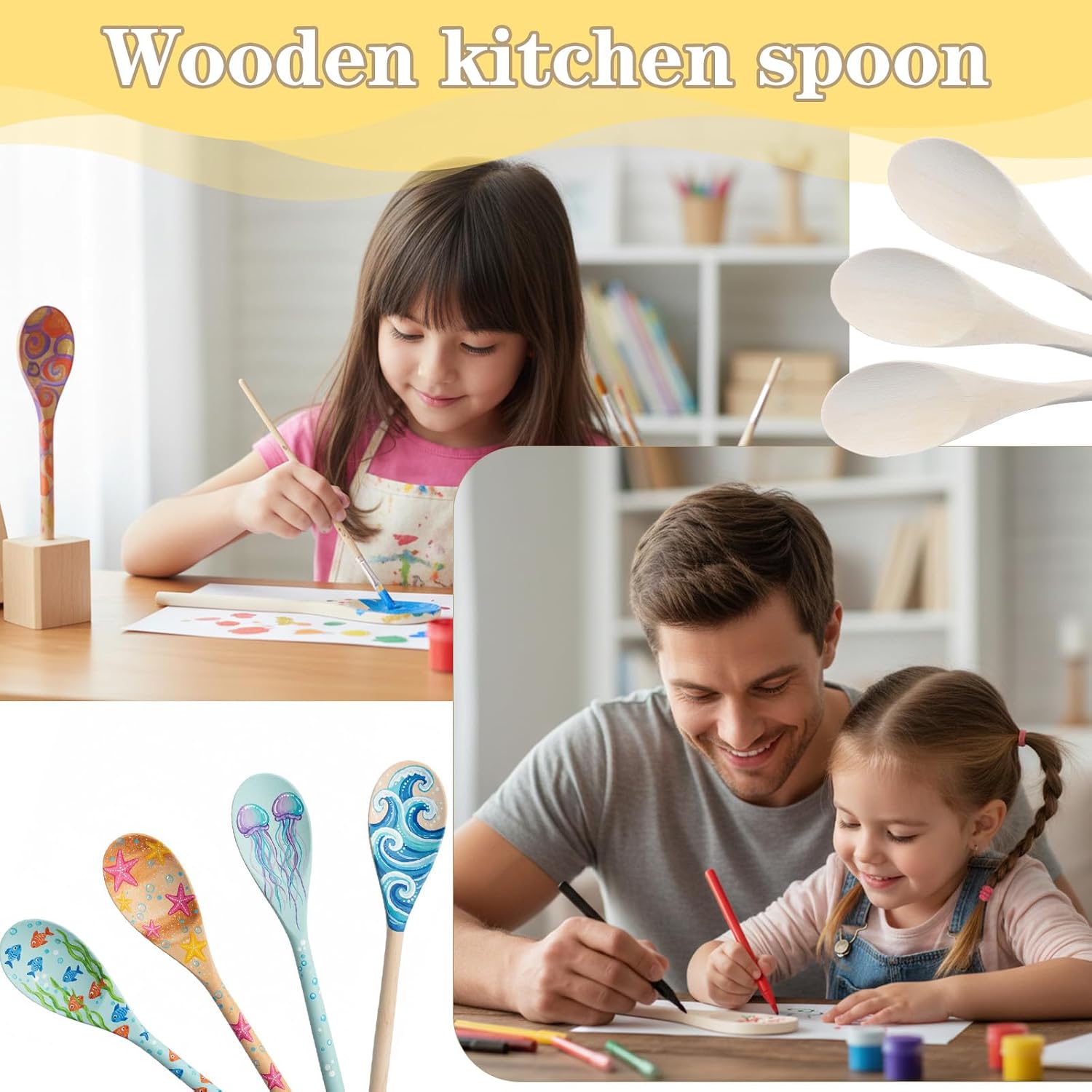Wooden Spoons 40pcs 8 Inch, Wooden Serving Spoons, Wood Stirring Spoon